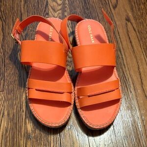 Cole Haan Orange Leather Strappy Sandals